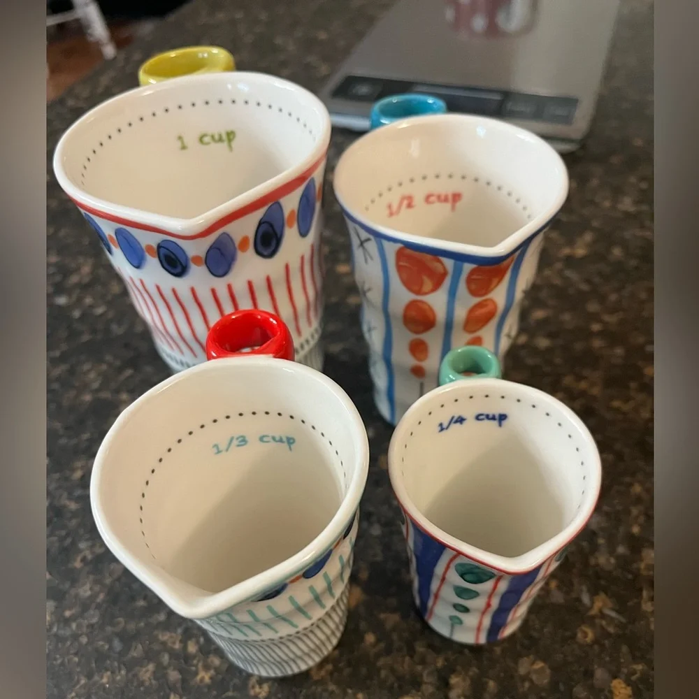 Anthropologie Tall Measuring Set of 4 Nesting Cups Ceramic 1c, 1/2c, 1/3c 1/4c - Picture 6 of 8